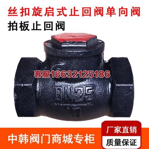 H14T丝扣旋启式止回拍板摇摆单向水管门DN25 40 50 65 80