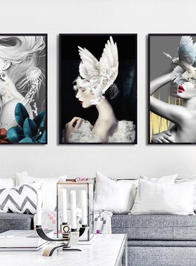 美容美发店发型图片装饰画理发店墙面壁画酒吧人物挂画发廊有框画