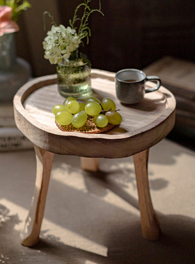 实木花盆托架底托矮凳复古盆栽花架底座多肉装饰置物摆设阳台花园