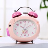 卡通小猪闹钟可爱中小学生用卧室宿舍闹铃书桌静音夜灯光电子钟表