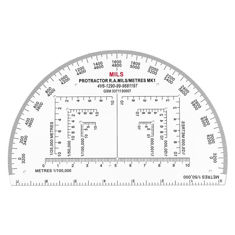 内置刻度6英寸军事量角器 MP-1 军事指挥测绘尺 1.2mm指挥作业尺