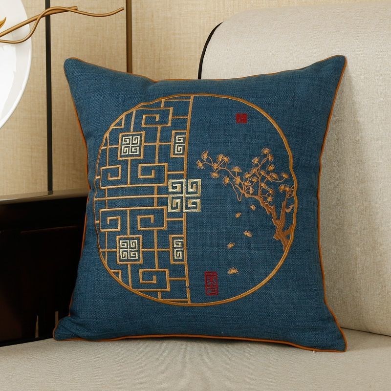 中式抱枕客厅沙发靠枕床头靠垫办公室刺绣中国风腰枕套拆洗靠背垫