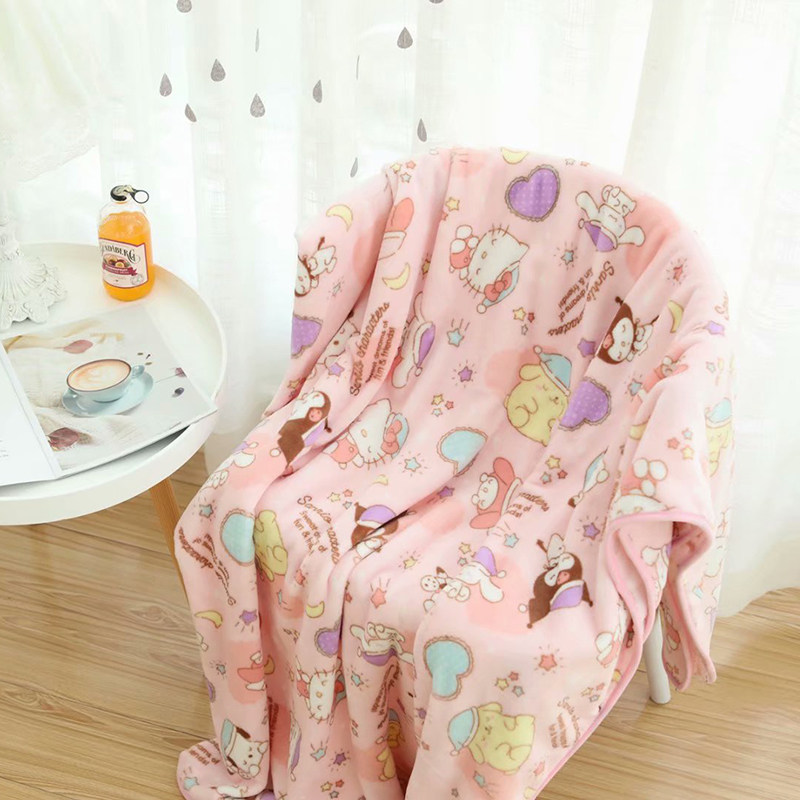 可爱卡通恶魔美乐蒂法兰绒空调毯枕套床单毛毯子午睡珊瑚绒盖毯