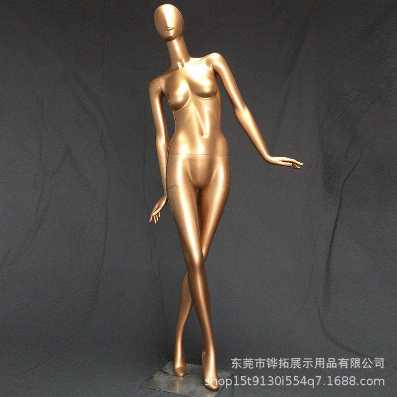 金色女模特全身站姿假人女装橱窗陈列展示架人台人偶仿真人体模型
