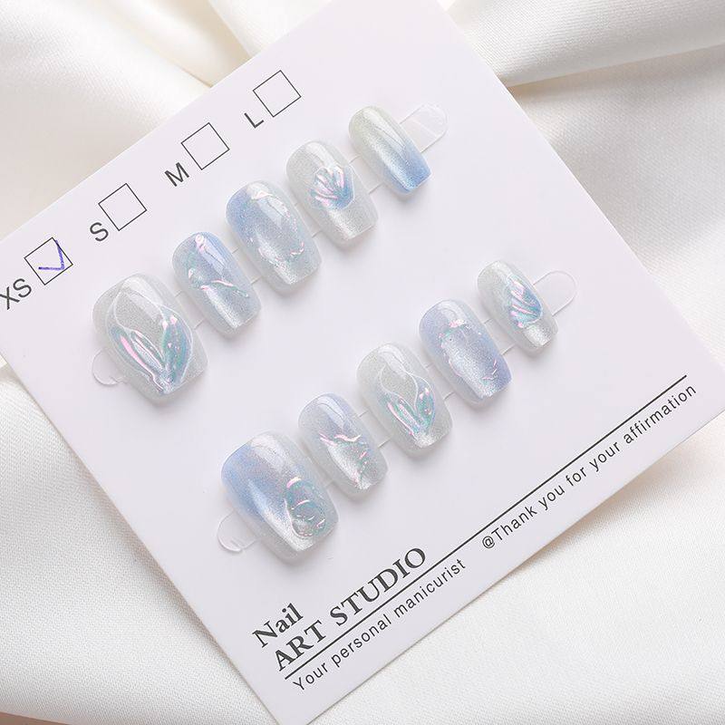 纯手工儿童穿戴甲女童美甲手工制作蓝色鱼尾渐变款可拆卸送工具包,彩妆/香水/美妆工具,美甲工具,淘宝优惠券,粉丝福利购,淘宝优惠卷