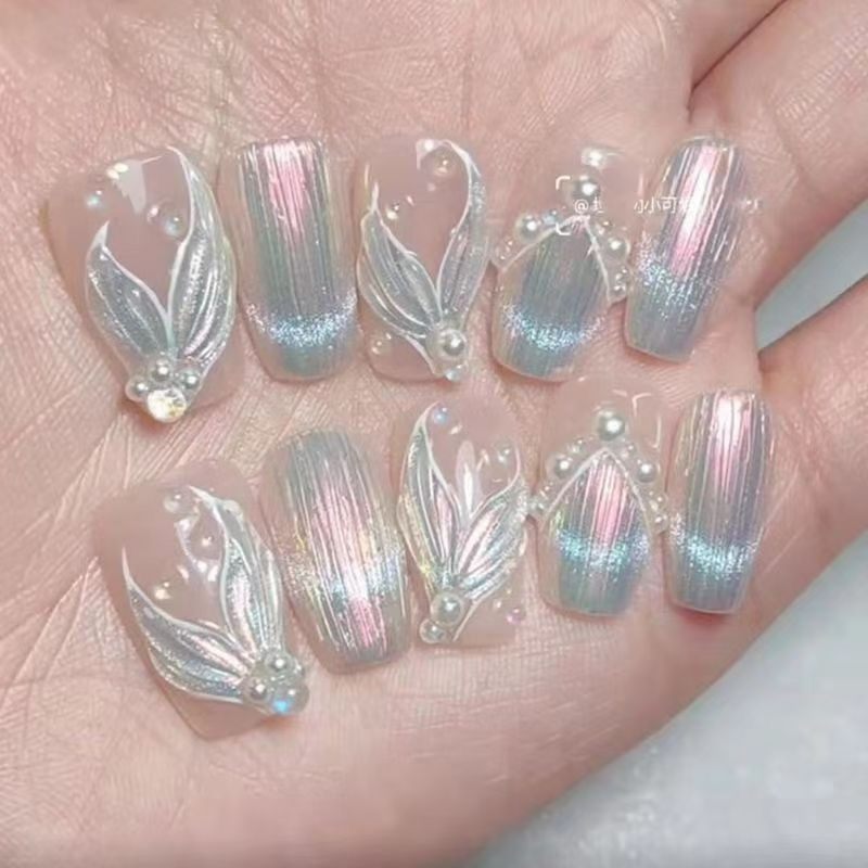 梦幻鱼尾穿戴2025新款人鱼纯手工美甲泡泡贴片猫眼指甲高级显白,彩妆/香水/美妆工具,美甲工具,淘宝优惠券,粉丝福利购,淘宝优惠卷