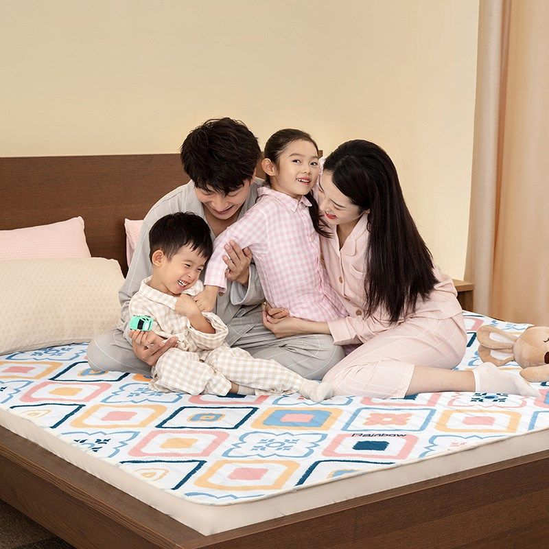 彩虹电热毯双人双控家用电褥子调温电热毯智能定时排潮花色随机