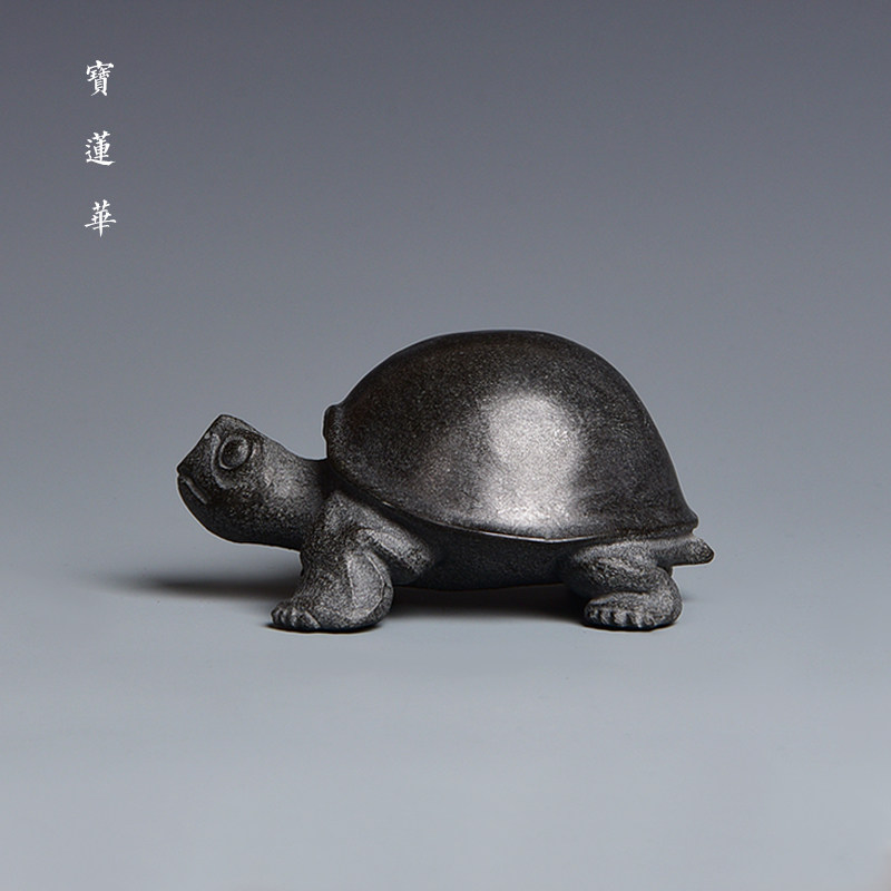 手工雕刻亮壳将军龟 石龟茶宠摆件 古典石雕吉祥物石茶玩石手把件