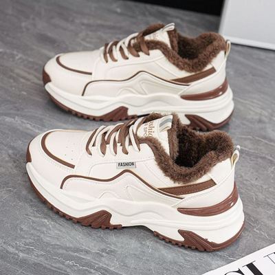 爆款女鞋厚底老爹鞋女增高2025年新款百搭休闲显瘦软底加绒运动鞋