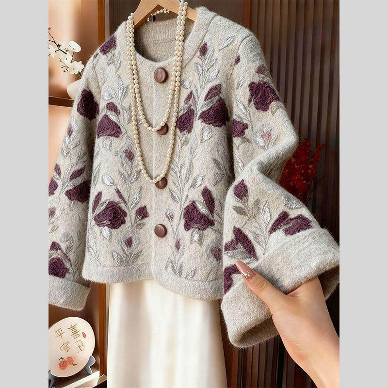 独特气质高级感绝美植物毛毛外套