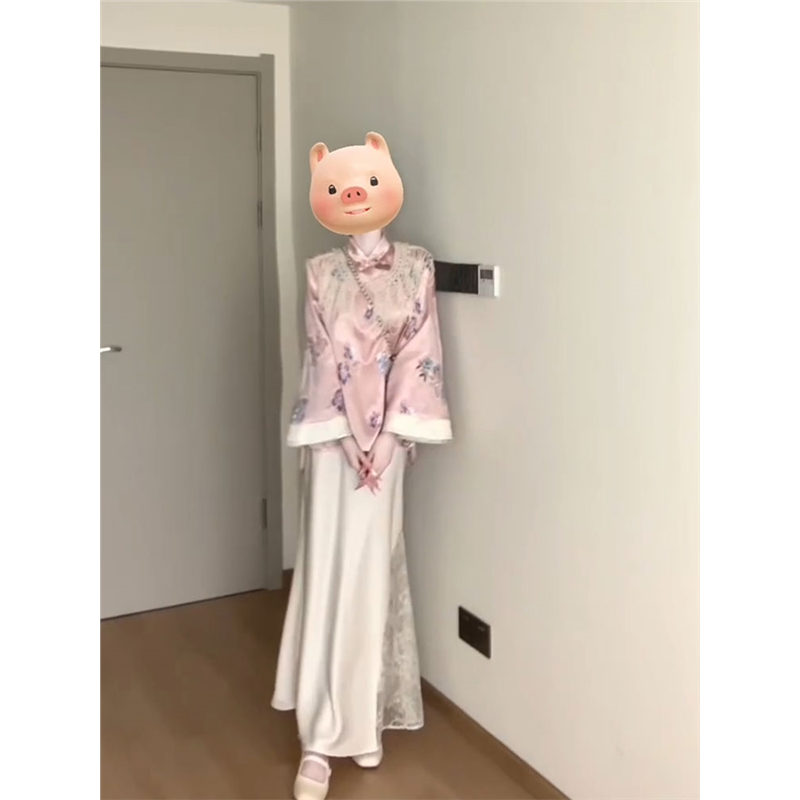 新中式国风早秋上衣半裙两件套装