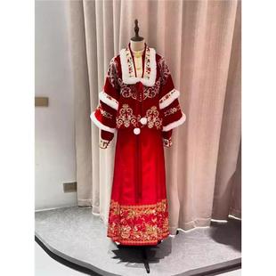 新中式国风汉服冬天敬酒服红色婚服外套马面裙套装女2024新款新娘