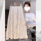 法式 轻奢复古百搭半身裙2025年春新款 气质重工提花遮胯A字裙子女