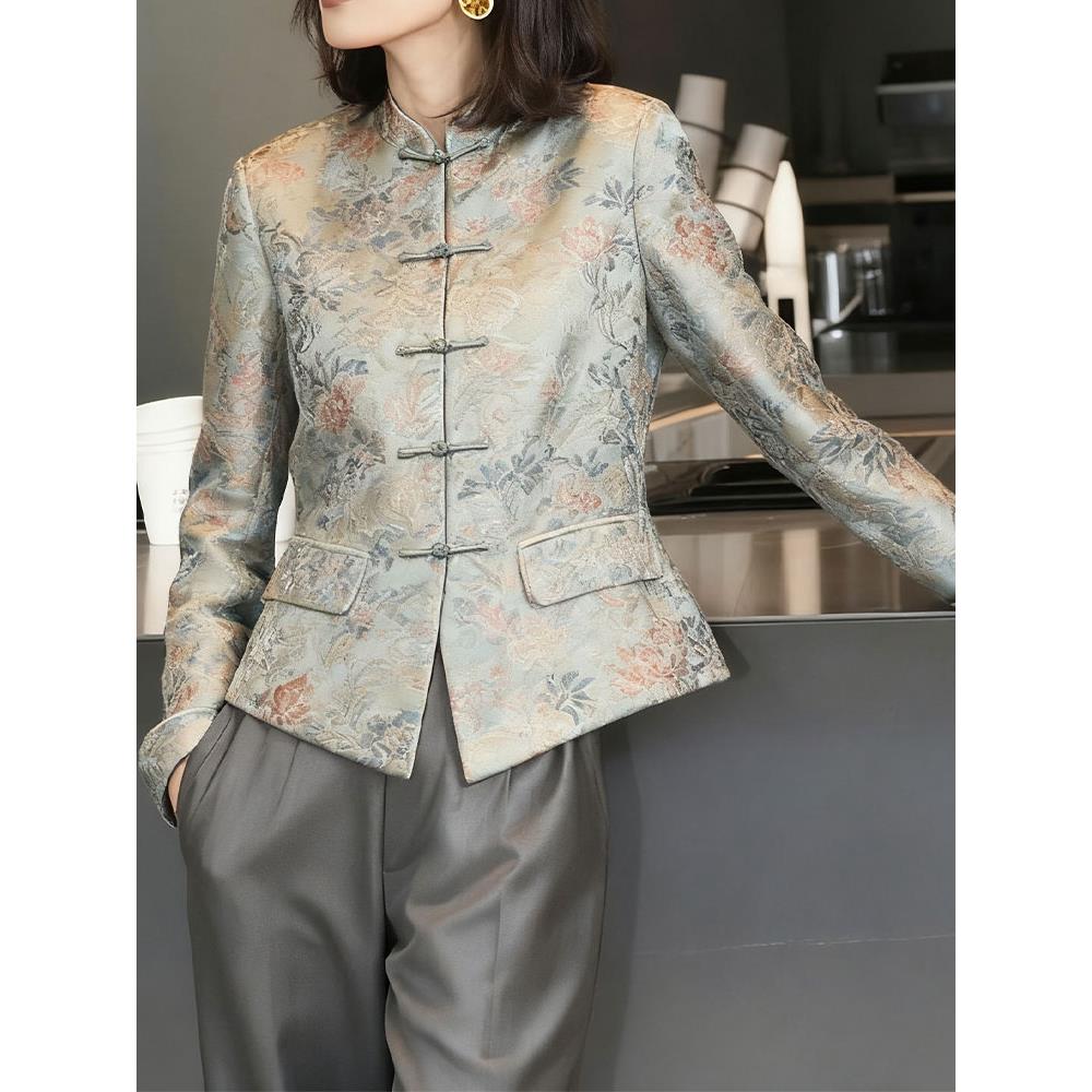 高端独特新中式女装国风宋锦外套