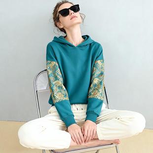 新中式女装国风套装休闲运动宽松连帽卫衣外套裤子两件套2025新款