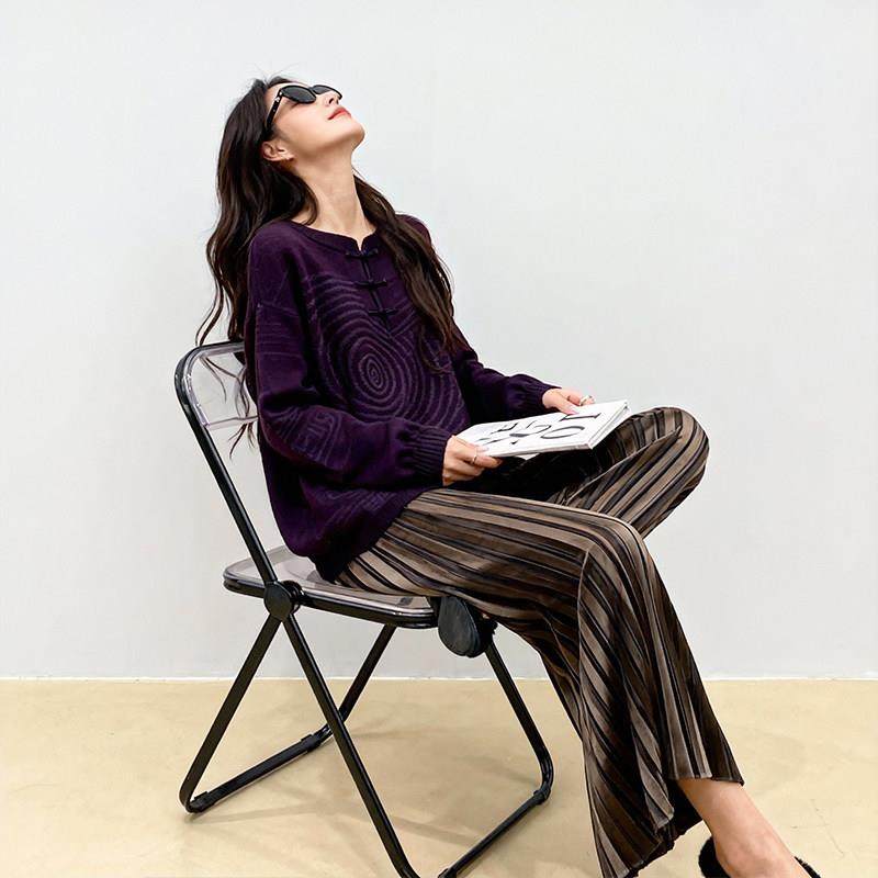 2026新款新中式盘扣毛衣女宽松长袖针织上衣气质高级感大码内搭,女装/女士精品,大码内搭,淘宝优惠券,粉丝福利购,淘宝优惠卷