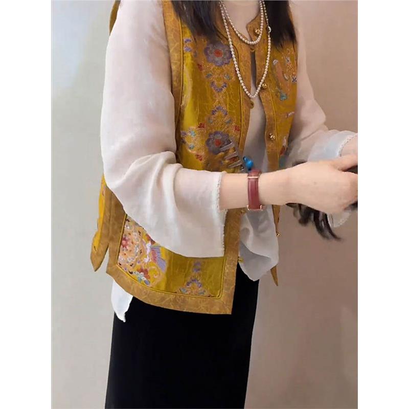 秋季中式女装国风马甲衬衫两件套