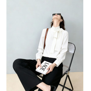 法式独特复古优雅韵味蝴蝶结衬衫2026秋季新款设计感宽松显瘦上衣