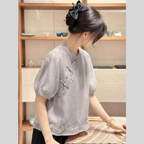 夏季新中式国风短袖上衣女