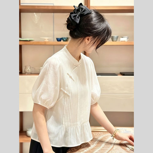夏季新中式国风短袖上衣女