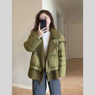 韩系温柔小众高级感加棉加厚绿色棉衣棉服外套女款2026年新款冬季