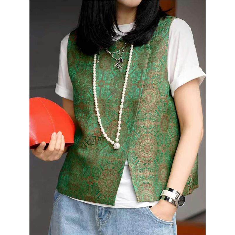 新中式女装马甲中国风高级感绿色马夹2025年早春新款时尚百搭坎肩,女装/女士精品,大码内搭,淘宝优惠券,粉丝福利购,淘宝优惠卷