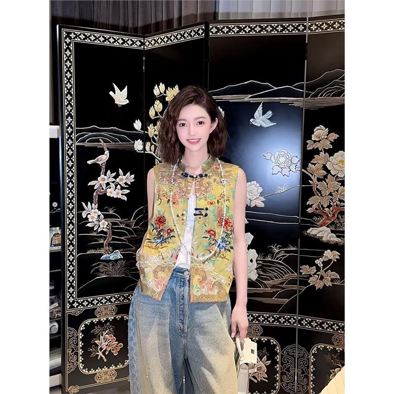 绿色重工刺绣改良唐装上衣