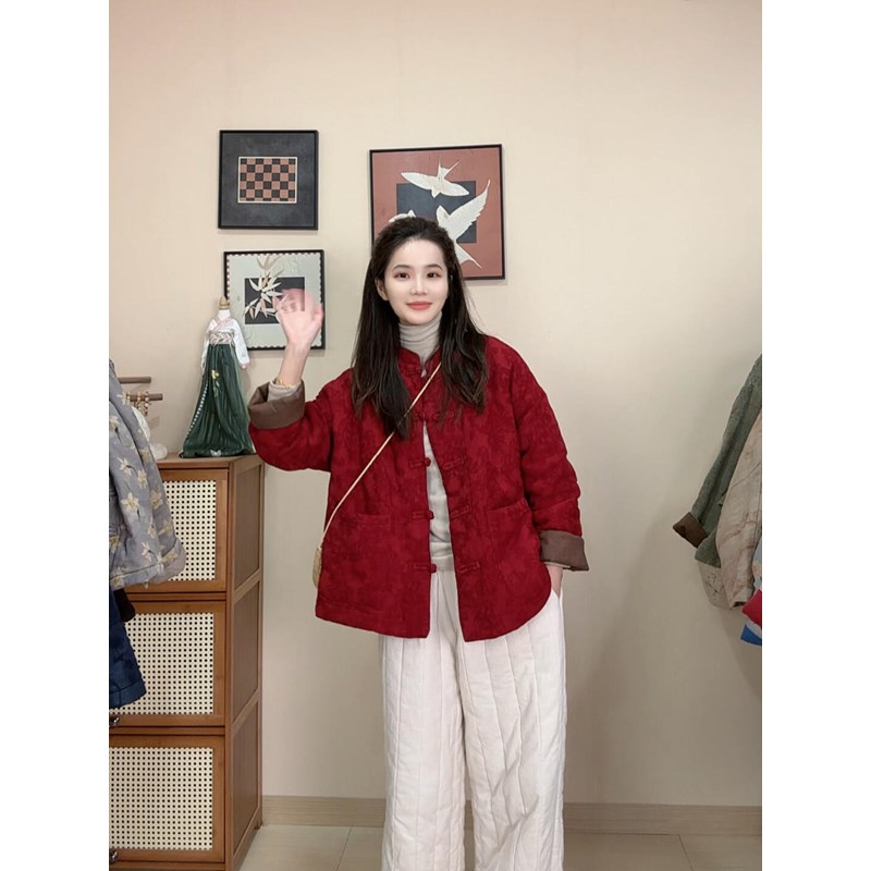 新中式拜年服国风盘扣夹棉棉服
