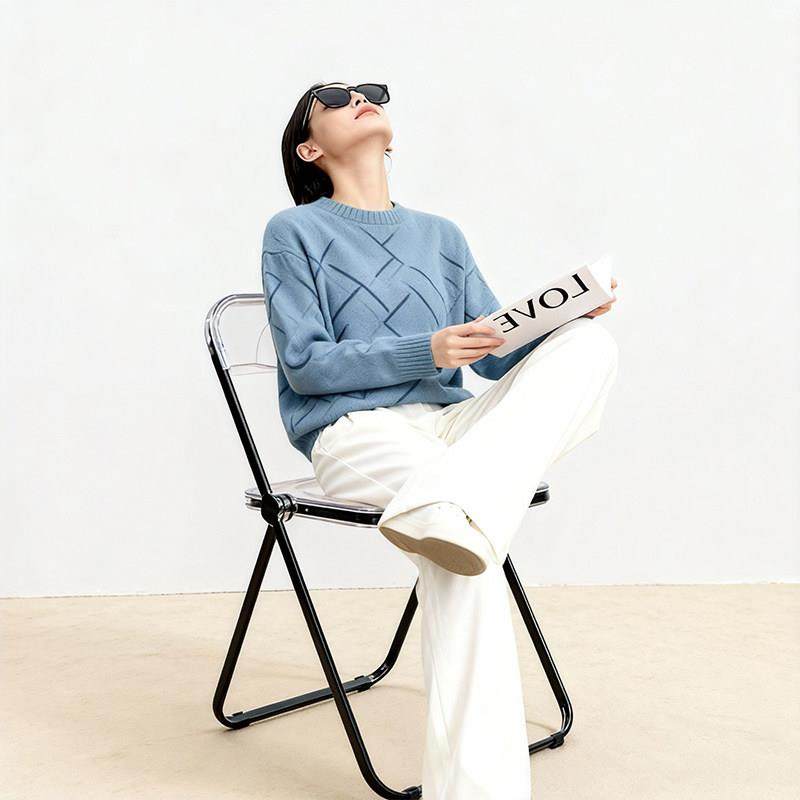 2026新款女春春设计感慵懒蓝色长袖针织毛衣高级感可外穿内搭上衣,女装/女士精品,大码内搭,淘宝优惠券,粉丝福利购,淘宝优惠卷