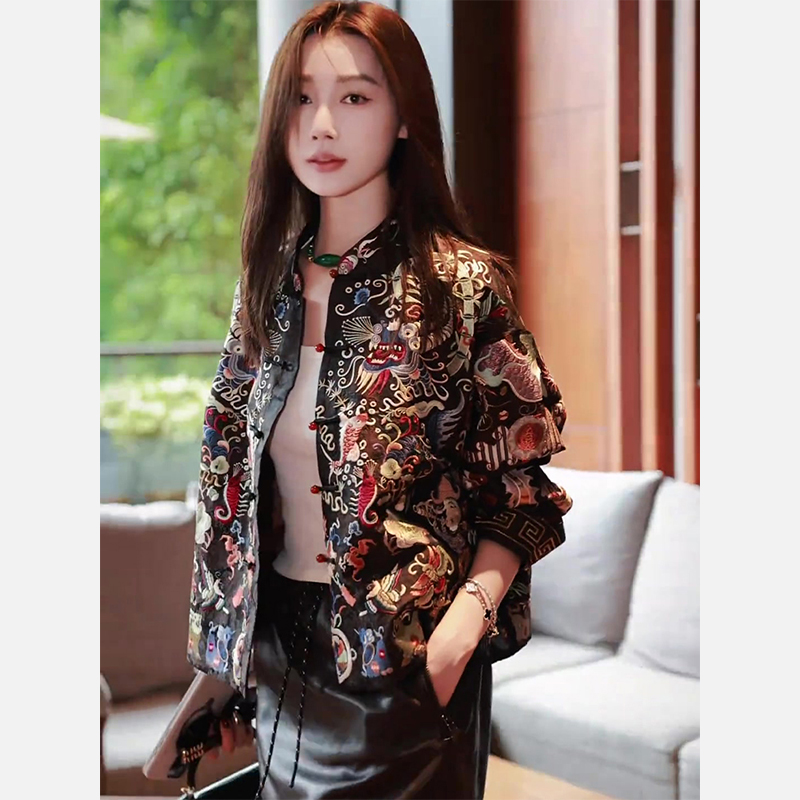 新中式女装国风盘扣唐装刺绣外套