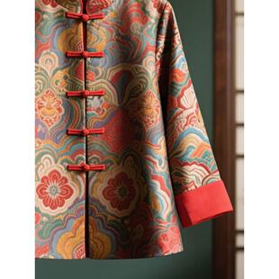 气质高端独特新中式女装国风宋锦外套女2025秋季新款唐装复古上衣