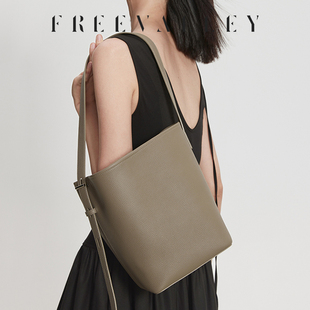 FREE VALLEY/自由谷【明星同款】 「荔枝纹牛皮真皮水桶包