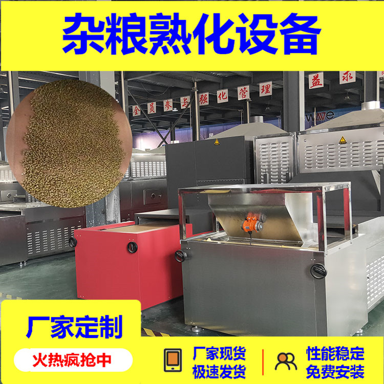 糯米微波干燥灭虫设备黑米微波烘焙熟化设备生产线杂粮熟化设备
