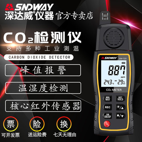 深达威SW-723二氧化碳检测仪CO2气体浓度测试仪报警器工业养殖