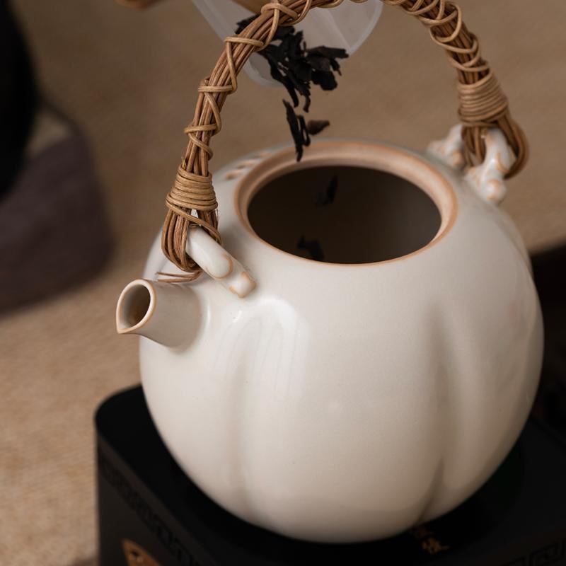 围炉煮茶壶e套装炭火烧水壶碳炉陶瓷明火苏打釉提梁壶大容量开片