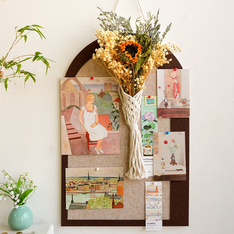 免打孔干b花卡片挂毯毛毡板墙贴卧室背景墙面装饰照片墙留言软木