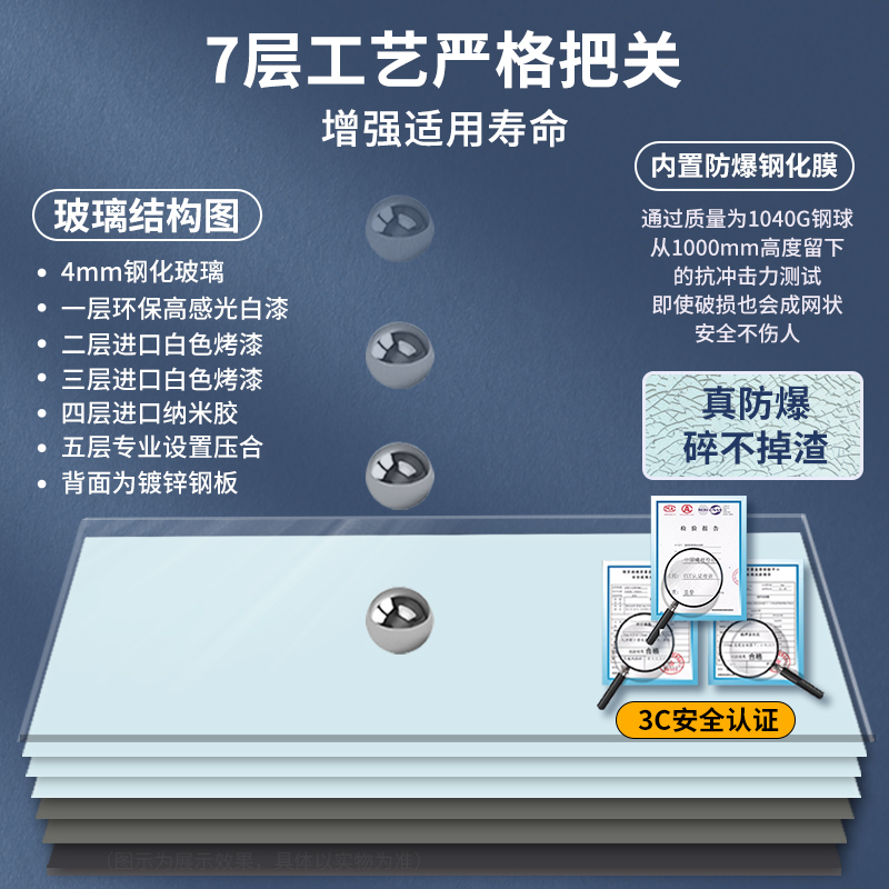 齐富定制全屏磁i性钢化玻璃白板写字板会议室看板亚克力可擦写黑