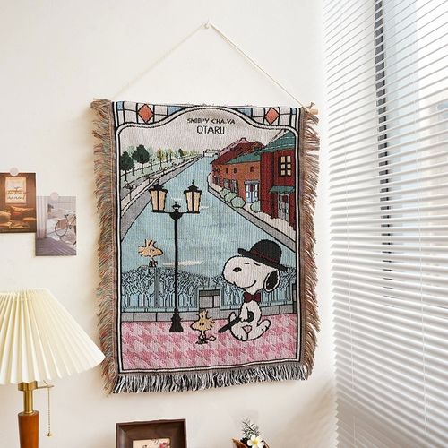 美式卡通挂毯房间装饰p背景墙壁挂露营氛围布置背景布挂布柜子盖