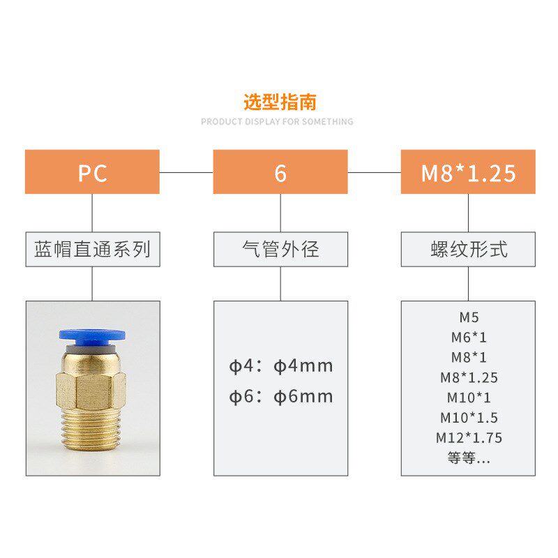 模具气管气动快速插接头n公制螺纹直通水咀嘴PC4/6-M6/M8/M10/M12