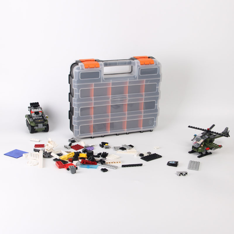 12寸双面开塑料手提式零件盒工具箱螺丝配件分类盒元件Y盒27322