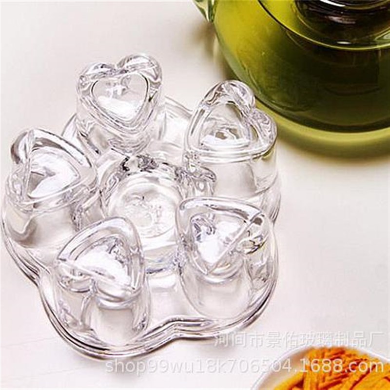 家用心形透明玻璃烛台底座 蜡烛加热保温底座 功夫茶具.配件暖茶