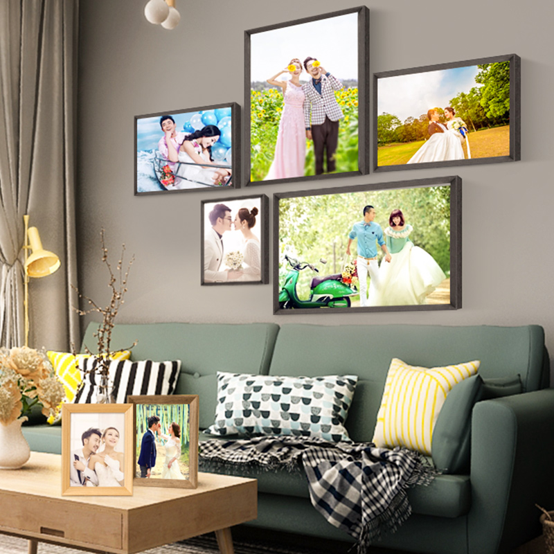 实木相框加洗照片20寸全家福婚纱照放大挂L墙定制画框冲印相片摆