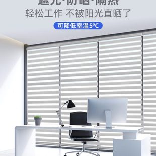 卷拉式 办公室卷帘百叶窗帘遮光2023新款 免打孔升降办公柔纱帘定制