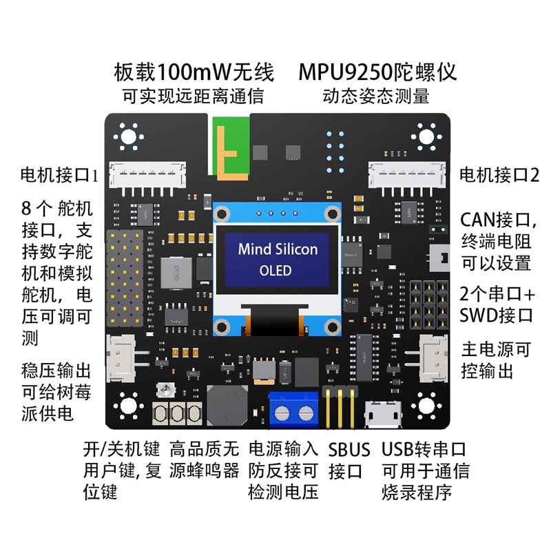STM32开发h板8舵机2路电机器人智能小车控制板单片机械臂ROS树莓
