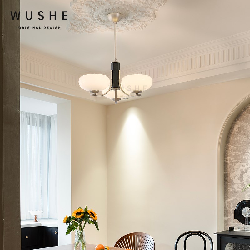 米歇尔中古法g式包豪斯黑色客厅吊灯奶油风北欧复古餐厅卧室书房