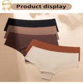 收腹提臀冰丝内裤 亚马逊欧美无痕中高腰女士三角裤 瑜伽透气一片式