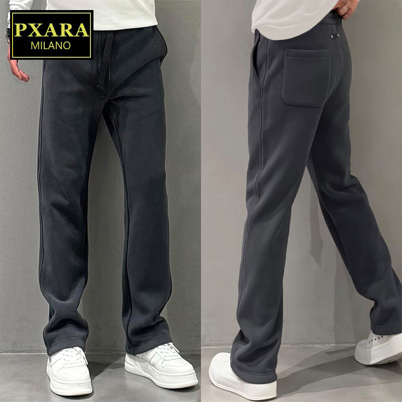 PXARA/潮牌老钱风弯刀休闲裤男秋冬季潮流加绒男裤宽松百搭直筒裤,男装,休闲裤,淘宝优惠券,粉丝福利购,淘宝优惠卷