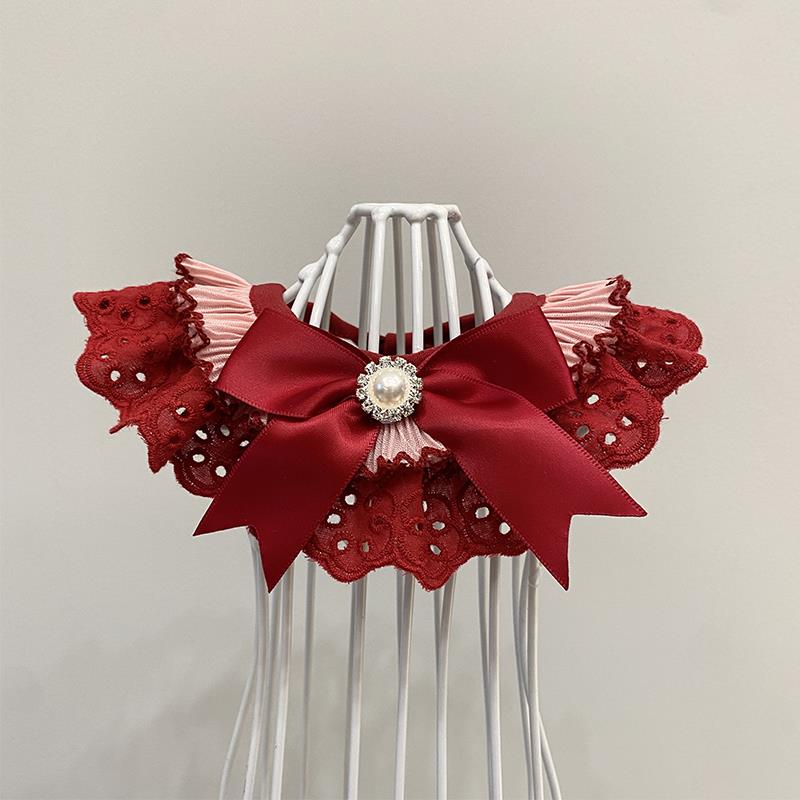 猫咪狗狗蕾丝围脖围兜围领宠物口水巾可爱节日拍照领结道具饰品