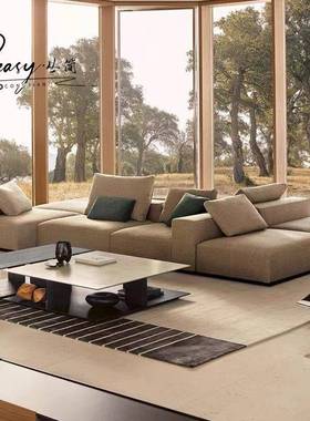 Poliform意式布艺沙发极简设计师westide模块自由组合真皮沙发