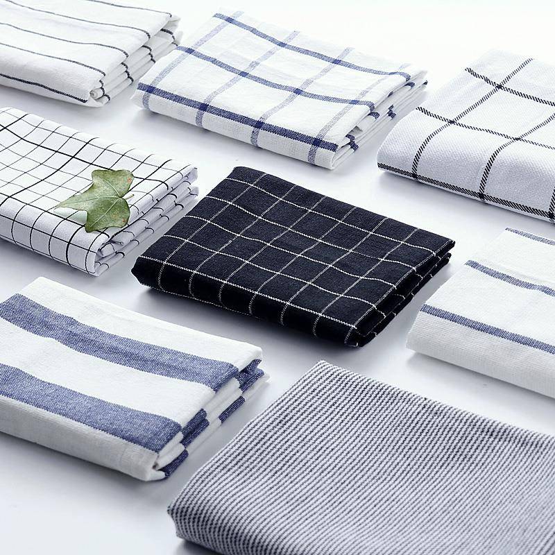 日式纯棉餐垫布艺餐布餐巾棉麻条纹格子西餐垫隔热垫桌布拍照背景